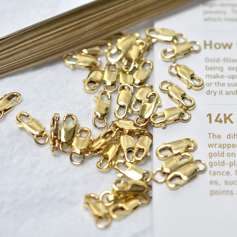 14K Goldfilled Karabinerverschluss mit offenem Ring, Großhandelsbedarf für Armbänder, Halsketten und handgemachten Schmuck – Detail 8