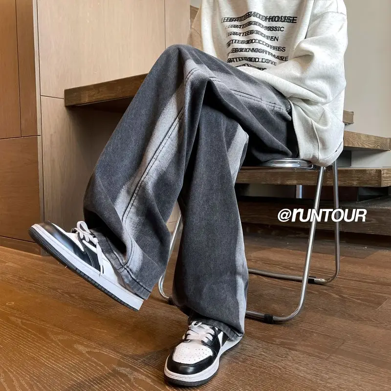 

Американские ретро джинсы adient, мужские весенне-осенне-зимние уличные прямые брюки-клеш с микро-клеш, молодежный модный бренд