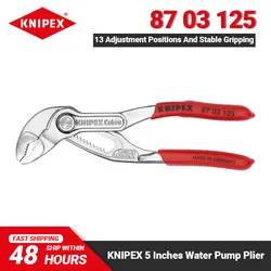 KNIPEX 87 03 125 Cobra Water Pump Pliers 5-inch Chrome-plated Non-slip Plier Tools for Turning Pulling Gripping Holding Screwing