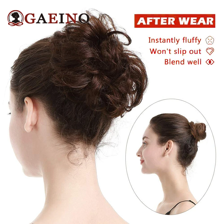 Chignon a ciambella elegante per capelli lisci con elastico in gomma parrucchino biondo dorato estensioni dei capelli umani veri per le donne