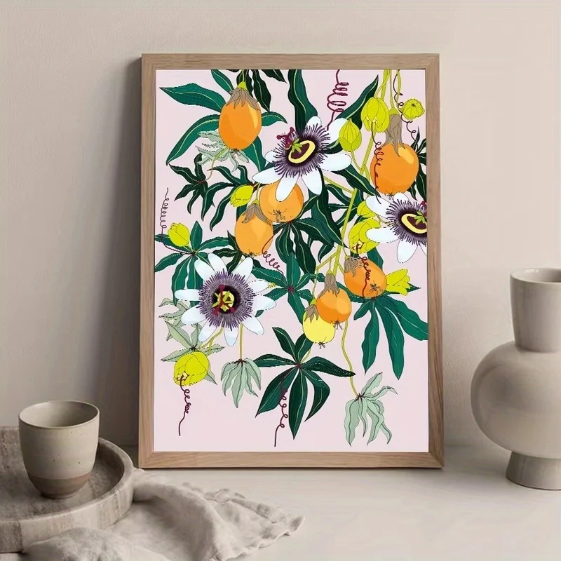 1pc Woven fruit and flower canvas art poster for home kitchen decoration, wedding, Valentine's Day, birthday, carnival, New Year