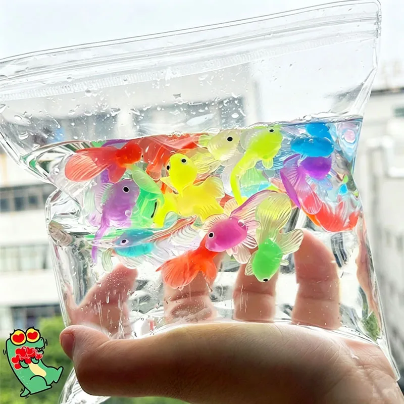 24PCS Soft Rubber Gold Fish Simulation Small Goldfish Toys Bulk Teenager Party Favors Bathing Shower Fun Water Swimming Beach