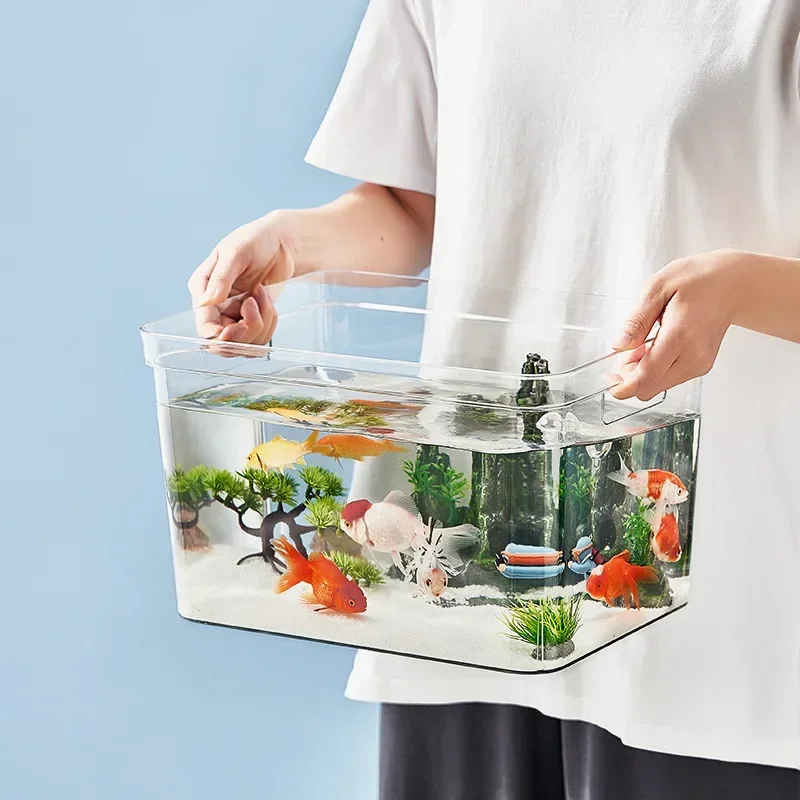 DIY Aquarium Decoration,Portable Fish Tank,EcoFriendly Tabletop Fishbowl, Transparent Mini Aquascape for Home and Office Decor.