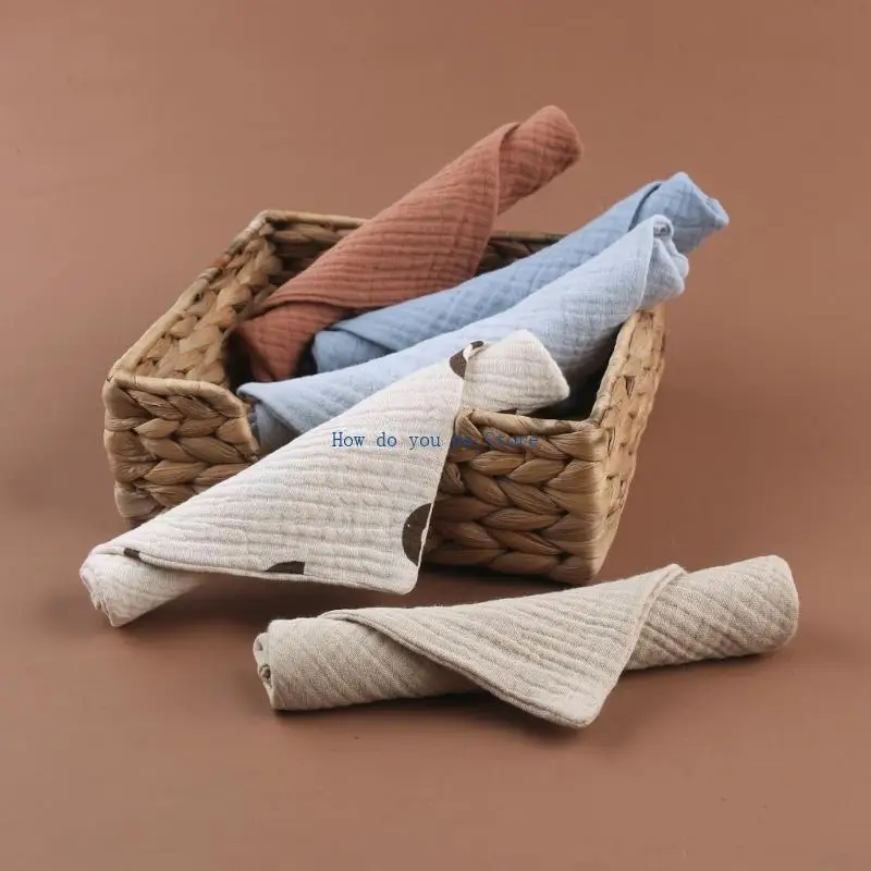 مجموعة مناشف الأطفال 19QF من القطن لغسل الملابس وامتصاص العرق، مرايل الرضع لتناول الطعام، 5 قطع