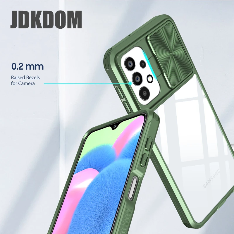 JDKDOM الشريحة دفع نافذة شفافة حقيبة لهاتف سامسونج غالاكسي A73 A54 A53 A52 A34 A25 A35 A55 A16 A26 A36 A56 A05 A05S غطاء