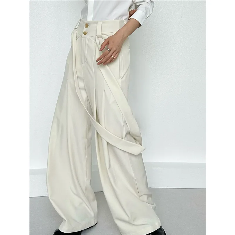 

Широкие брюки в стиле Харадзюку, модные повседневные брюки унисекс для мужчин и женщин, свободная посадка, драпированная черная уличная одежда, одежда художника