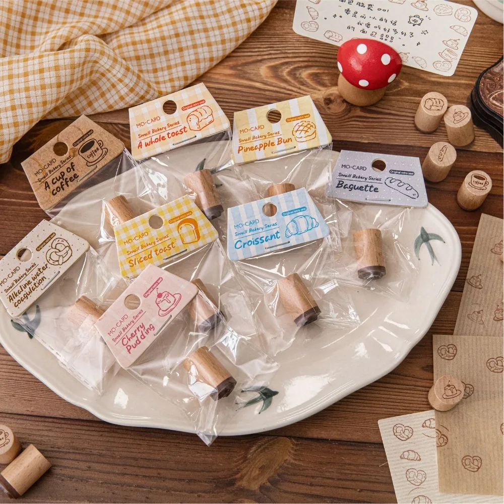 

Cute Vintage Coffee Bread Stamp Rubber Bottle Shape Wooden Stamp Scrapbooking Seal Student