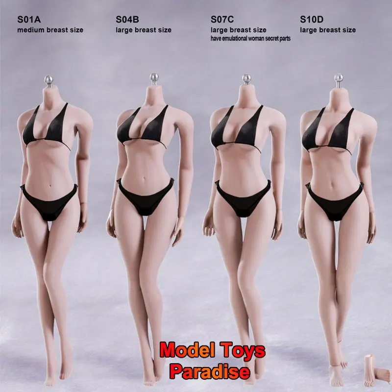 

S01A S10D S12D 1/6 Women Soldier Steel Body Flexible Removable Feet Fit 12inch PH TBLeague Pale /Suntan Skin Action Figure Body