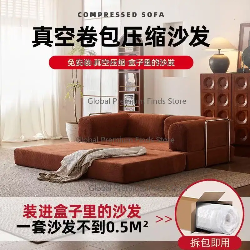 Compression Sofa Vacuum Compressed Foldable Sofa Bed, Straight-Row Integrated Dual-Use Small Sofa