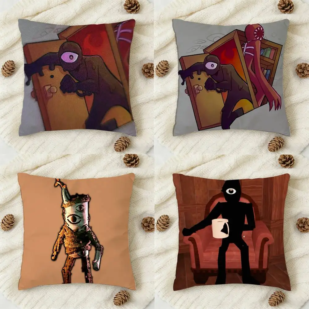 

R-Roblox D-DOORS Double-sided Printed Square Decorative Cushion Cover for Sofa Living Room Home Decor