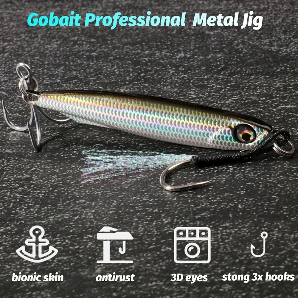 GOBAIT Metal Jig Lure 10g 20 30g 40g Spinner Spoon 3D Eye Color Spinning Fishing Tackle Popper Gear Hook Swimbait Pesca Bait image 4