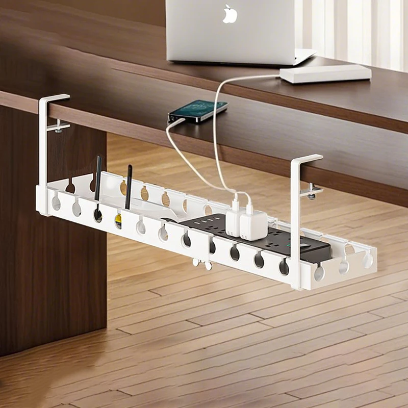 

Under Desk Cable Management Tray,Fixed/Retractable Cable Management Under Desk Tray,No Drill with Clamp for Home Office