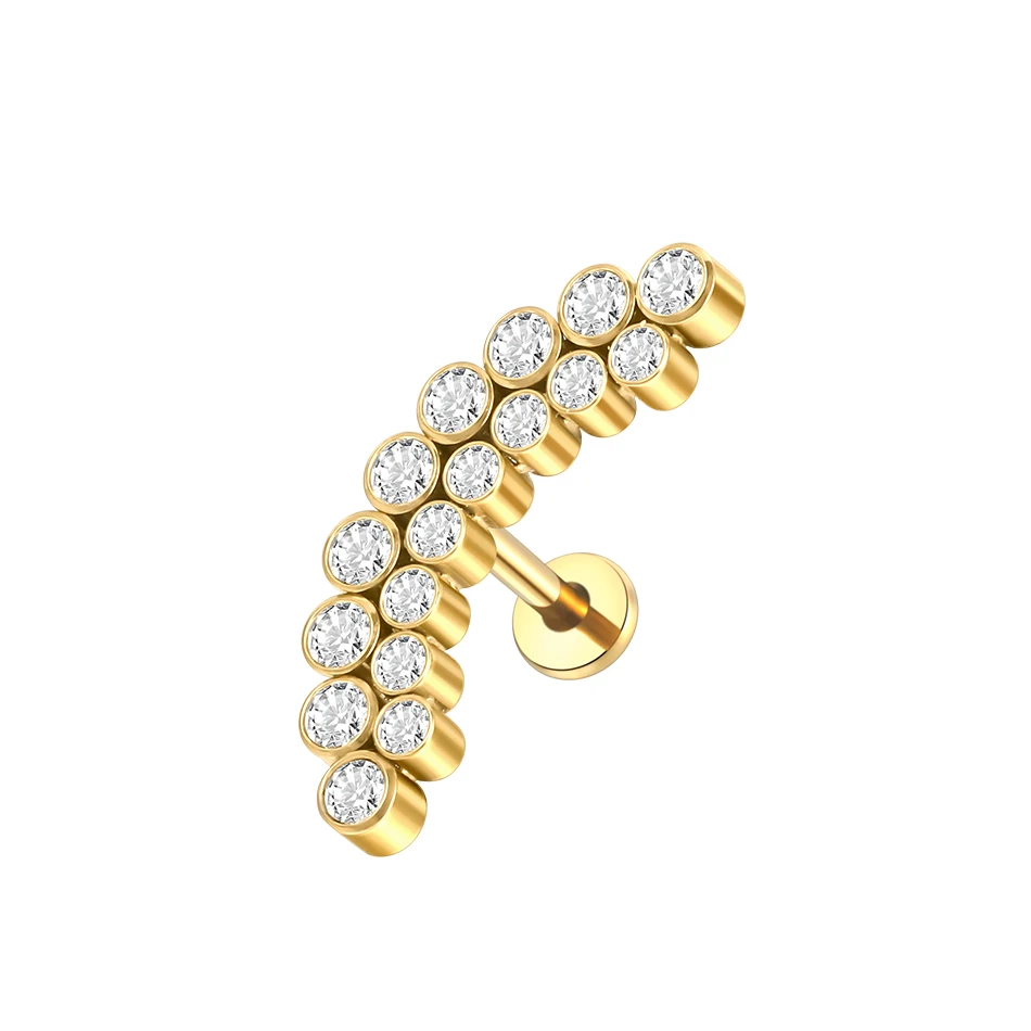 1PC Titanium Oorkraakbeen Piercings Platte Achterkant Stud Oorbel Interne Draad Vlinder Kruis CZ Helix Tragus Piercing Sieraden 16G