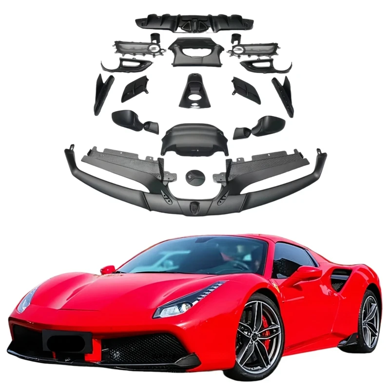 488 Capristo Carbon Front Lip Diffuser Side Skirt Rear View Mirror Cover Vent Trim for 488 Body Kit