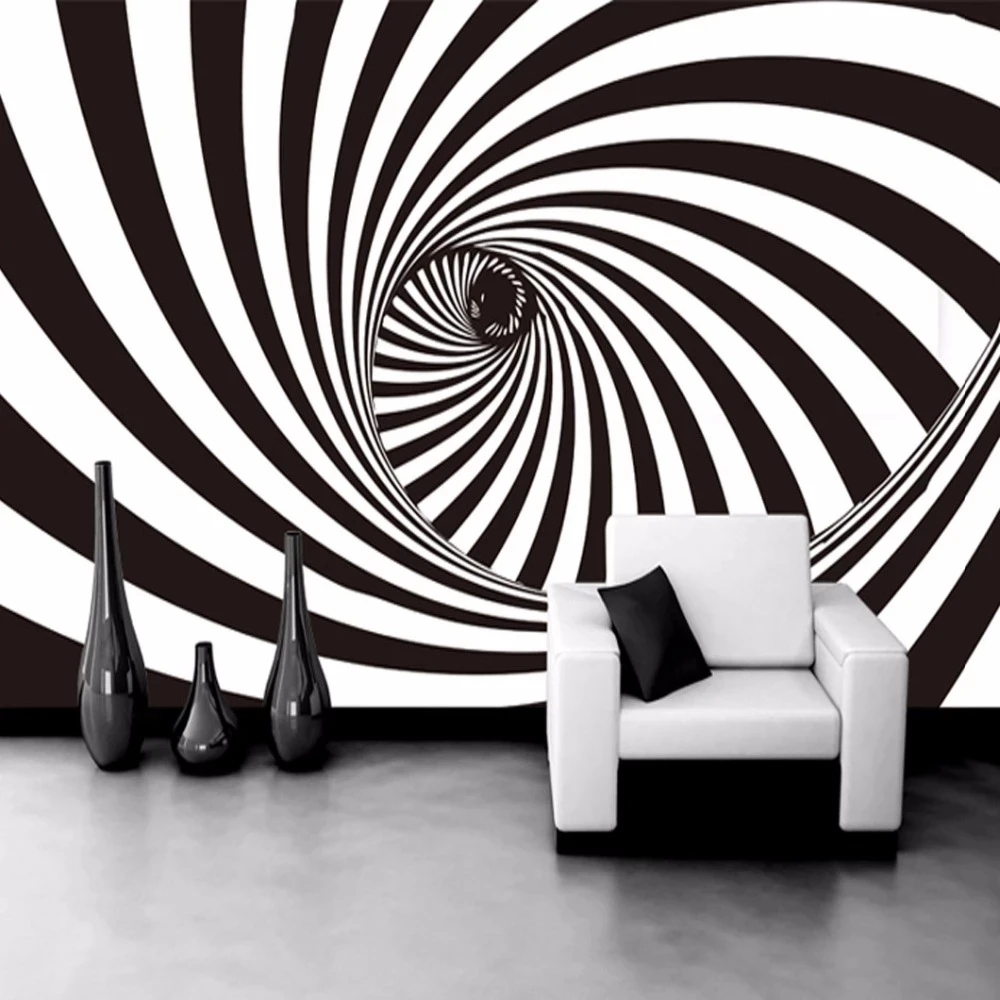 Customized Modern Abstract Artistic Mural Black White Swirl Line Straw Wallpaper Living room TV background bedroom restaurant 8d