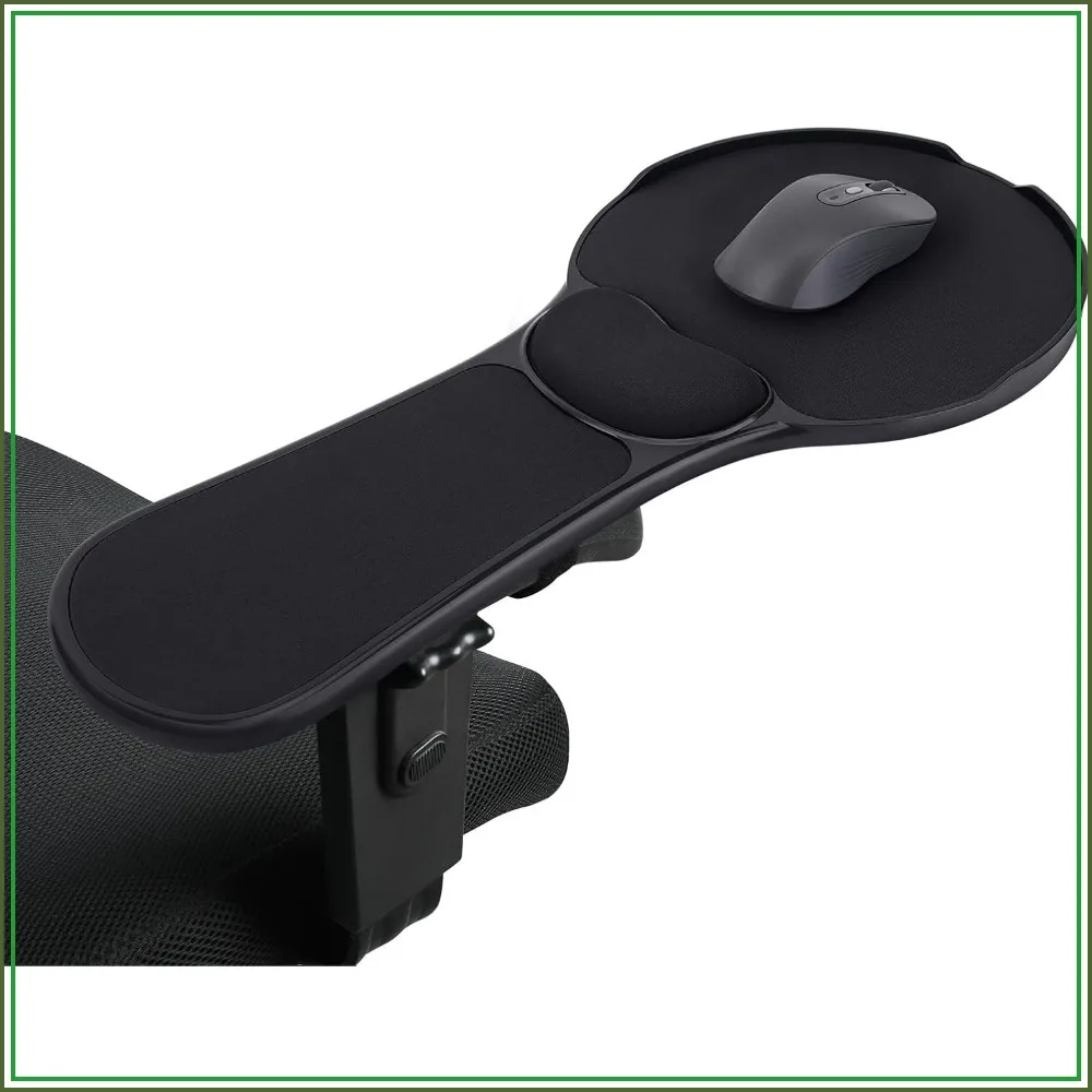 Upgraded Ergonomic Arm Rest Mouse Pad for Chair, Adjustable Mouse Tray with Wrist Cushion, Black