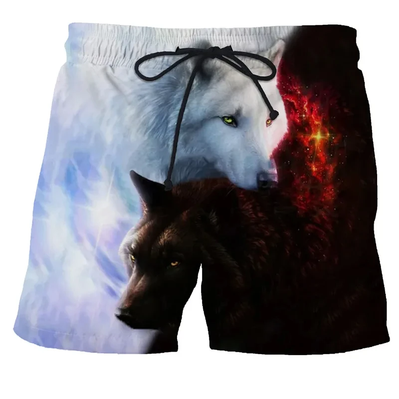 Wolf animal-pantalones cortos de culturismo para hombre, ropa de playa, sexy, de secado rápido, harajuku, para fitness, surf, gimnasio, informal