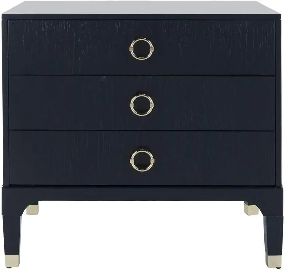 Safavieh Home Collection Lorna 3 Drawer Contemporary Night Stand Nightstand, Navy