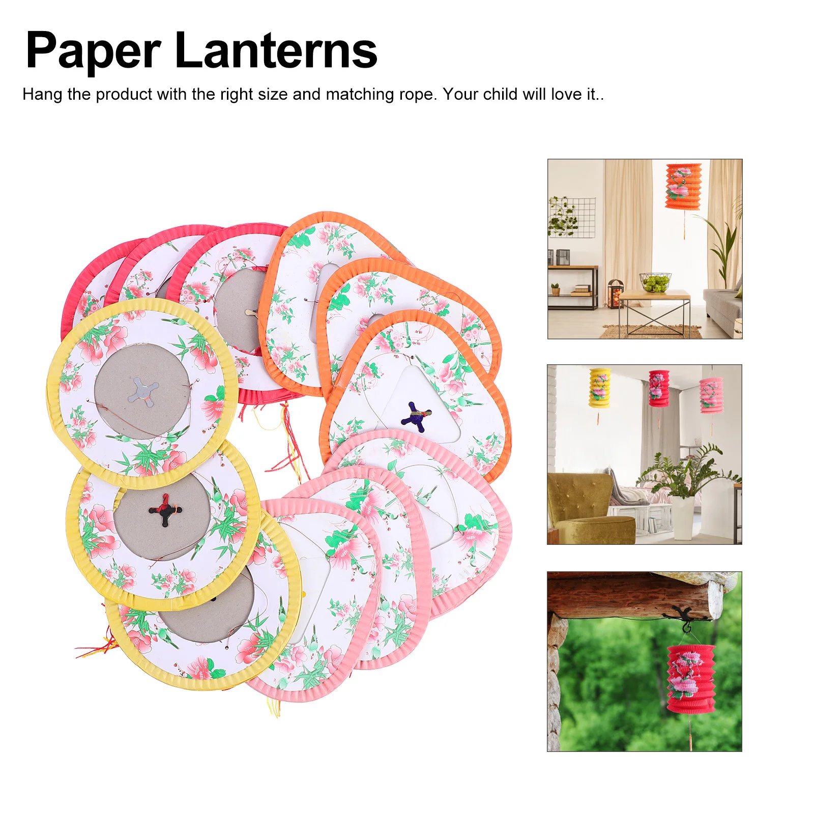 

12pcs Paper Lanterns Decorative Hanging Chinese Festival New Year Home Party Holiday Atmosphere Warm Indoor Lighting