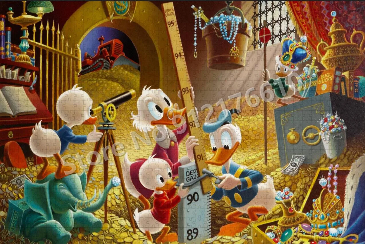 Donald Duck Adventure Jigsaw Puzzles 300/500/1000 Pieces Disney Ducktales Cartoon Puzzles Kids Decompress Educational Toys Gifts