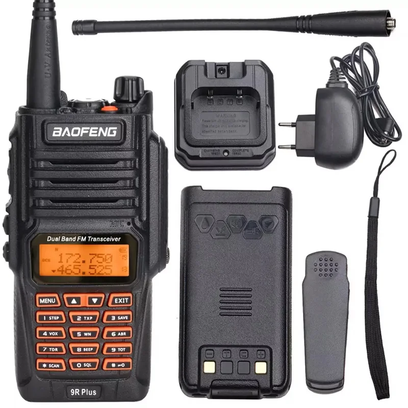 Imagem -02 - Baofeng Uv-9rplus1 Bateria de Grande Capacidade de Alta Potência 8w Impermeável v u Walkie Talkie Portátil de Banda Dupla com Fone de Ouvido