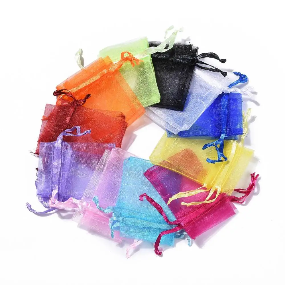 

100Pcs Organza Bag 7x5cm Jewelry Drawstring Bags Packaging Pouches Tulle Organza Wedding Christmas Gift Bags for Jewelry Display