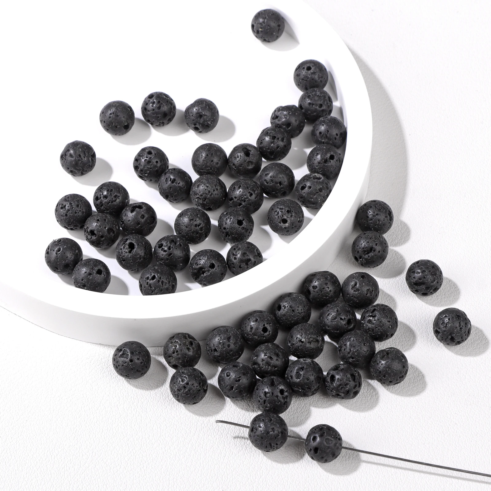 50/100 قطعة الصخور الطبيعية البركانية الحمم البركانية الخرز 8 مللي متر الجولة فضفاض خرزة مباعدة صالح صنع المجوهرات DIY الرجال سوار أقراط اكسسوارات