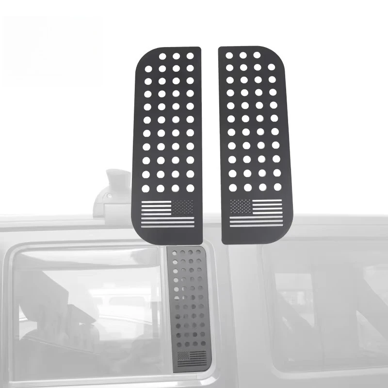 American Flag Rear Window Decal Sticker for JL JLU 2018+ 4-Door, Black Vinyl Glass Trim