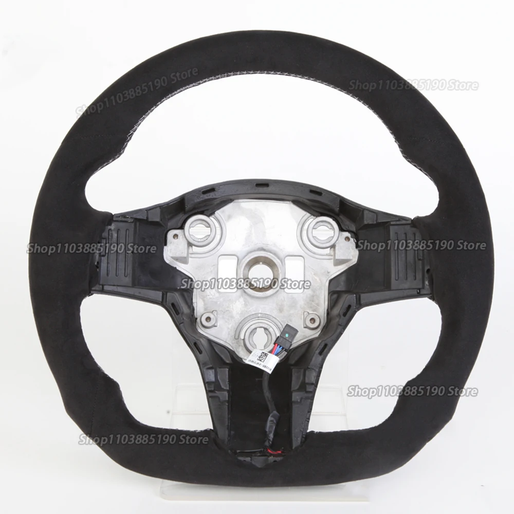 Full Alcantara Steering Wheel For Tesla Tesla Model 3 2017-2023 Model Y 2020-2024 Flat Bottom D Type Customized Steering Wheel
