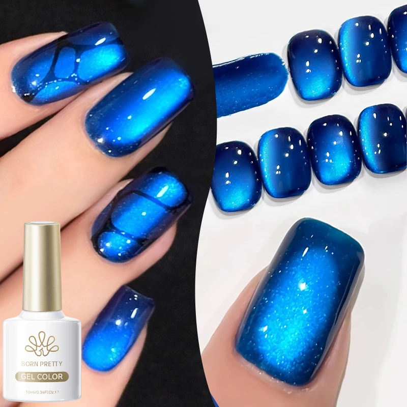BORN PRETTY Blauer Rheinsee-Katzenaugen-Magnetgel-Nagellack 10ml Semi-Permanent Nagelkunst UV-LED-Nagelstudio DIY Nagelgel