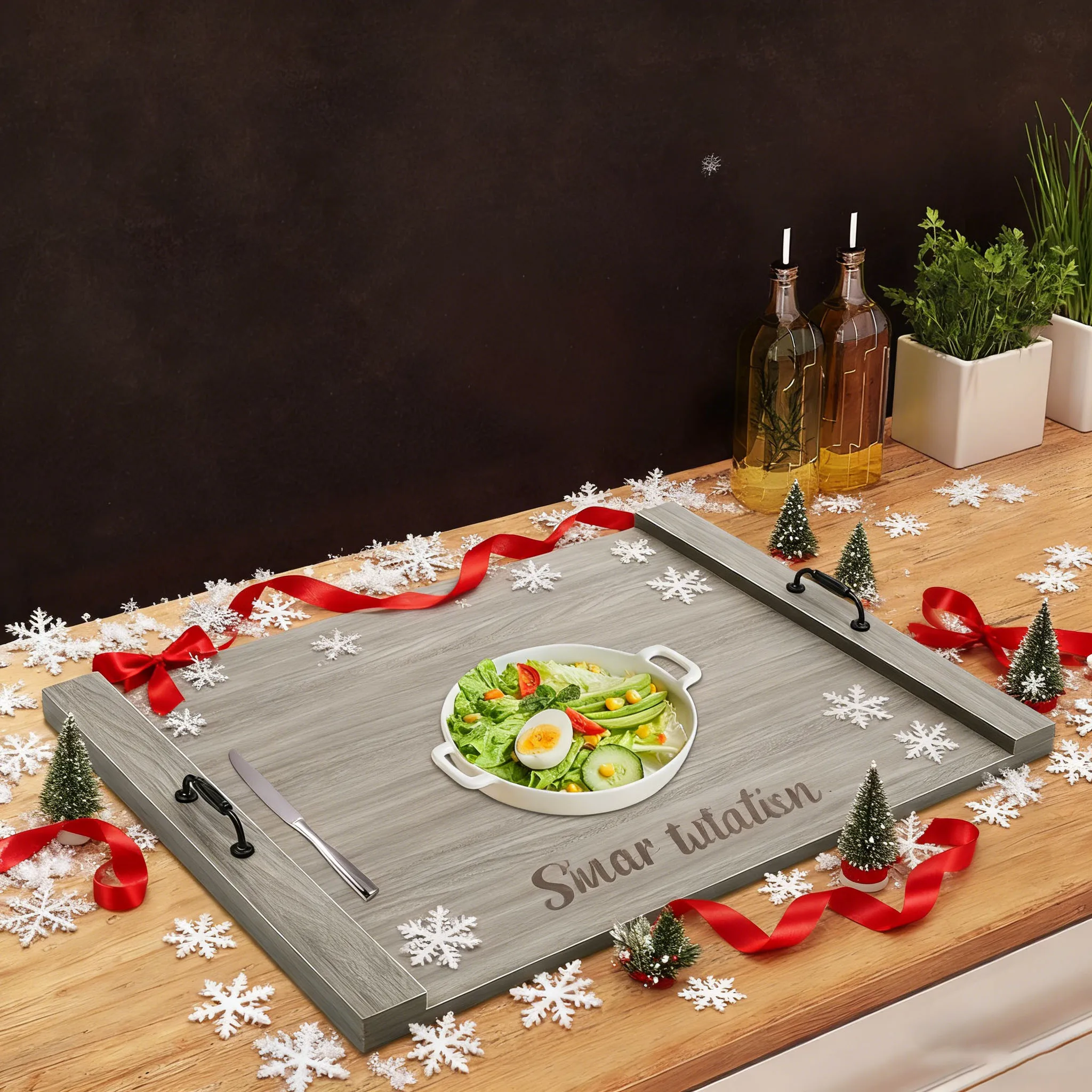 

Верхняя крышка для плиты 30 × 22 дюйма, кухонный поднос из меламиновой доски из массива дерева с ручками, дополнительное место для газовых электрических плит