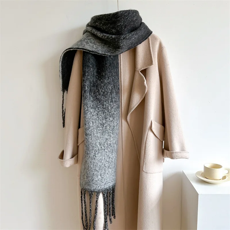 Fashion Design Long Thick Scarf Women Autumn Winter Soft Galaxy Gradient Muffler Men Imitation Cashmere Thermal Shawl Female