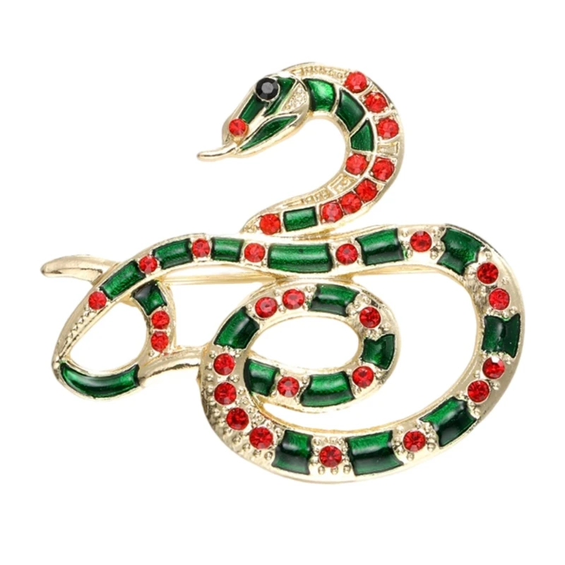 Enamel Snake Brooch Silk Scarf Pin Wisdoms Fortune Badge For Chinese Festival Formal Suit Brooch Decorative Jewelry Gift