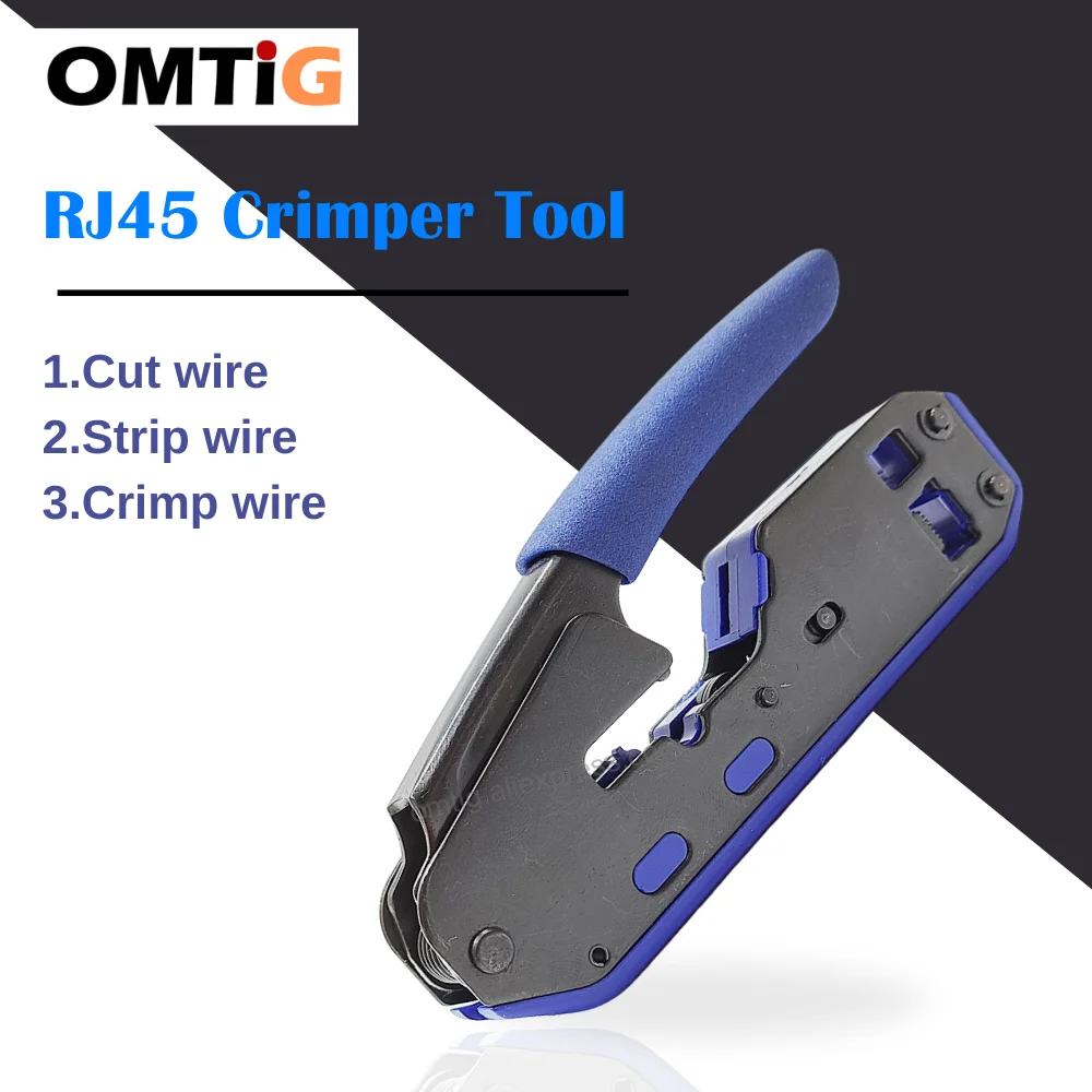 OMTIG RJ45 Crimper Tool Kit for Cat6a Cat6 Cat5, Ethernet Crimping Tool RJ45/RJ11 8P 6P Crimp Tool and Multiple Combination