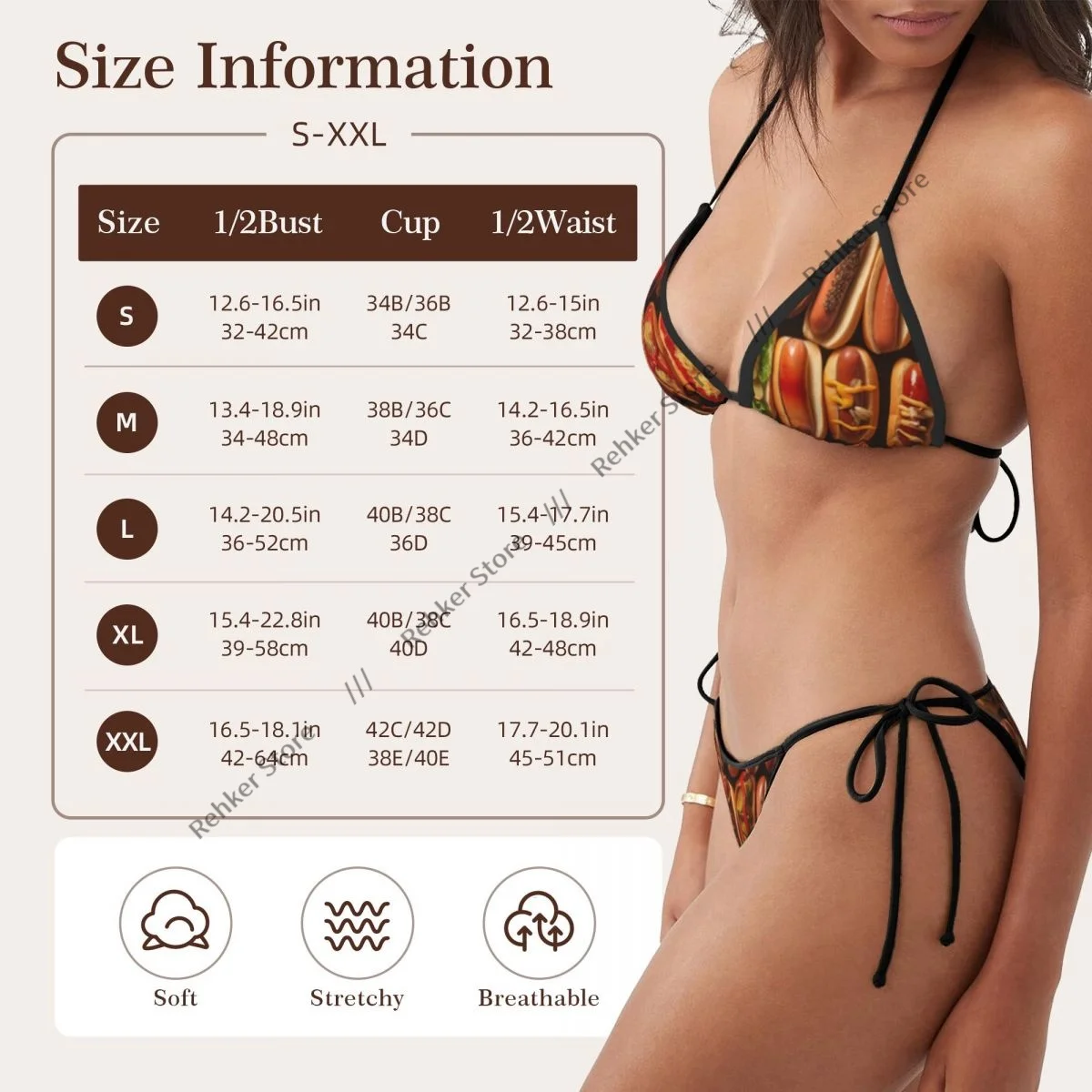 Sexy Bikini Women Swimsuit Two Piece Swimwear Hotdog Fast Food Bathing Suit Beachwear