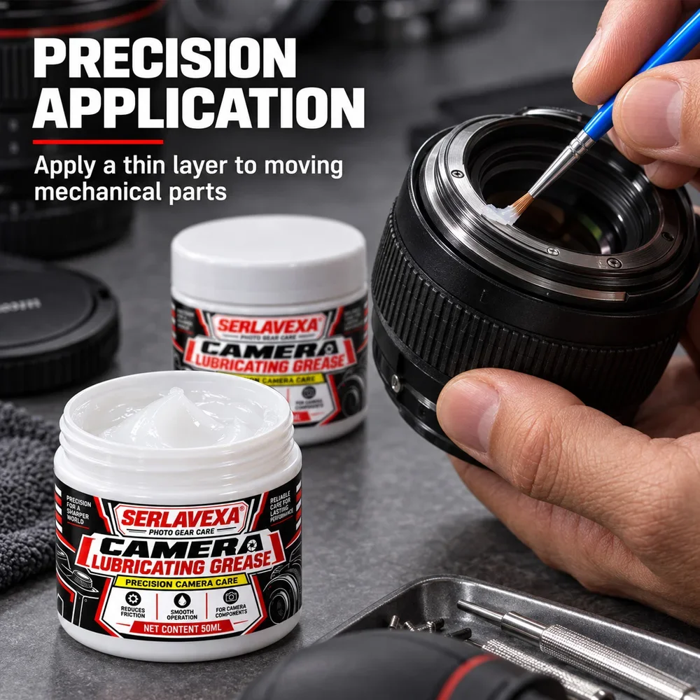 50ML Camera Grease with Brush for Lens Focus Ring Zoom Mechanism Smooth Operation Precision Photo Gear Maintenance Repair Tool