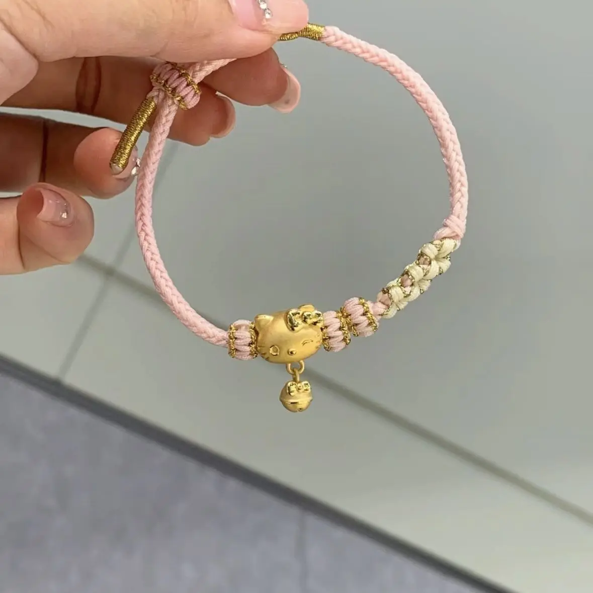 

Miniso новый мультфильм милый золотой браслет Hello Kitty DIY регулируемый подарок лучшему другу