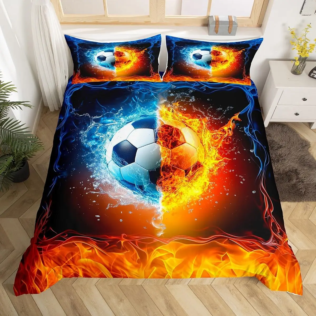 set-di-biancheria-da-letto-a-tema-calcio-copripiumino-sportivo-regalo-per-appassionati-di-calcio-copripiumino-geometrico-astratto-a-nido-d'ape