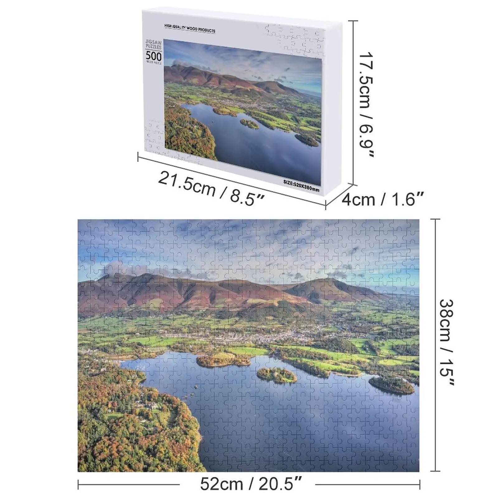Derwentwater, Keswick e Skiddaw Jigsaw Puzzle Nome Giocattolo in legno Puzzle in legno personalizzato