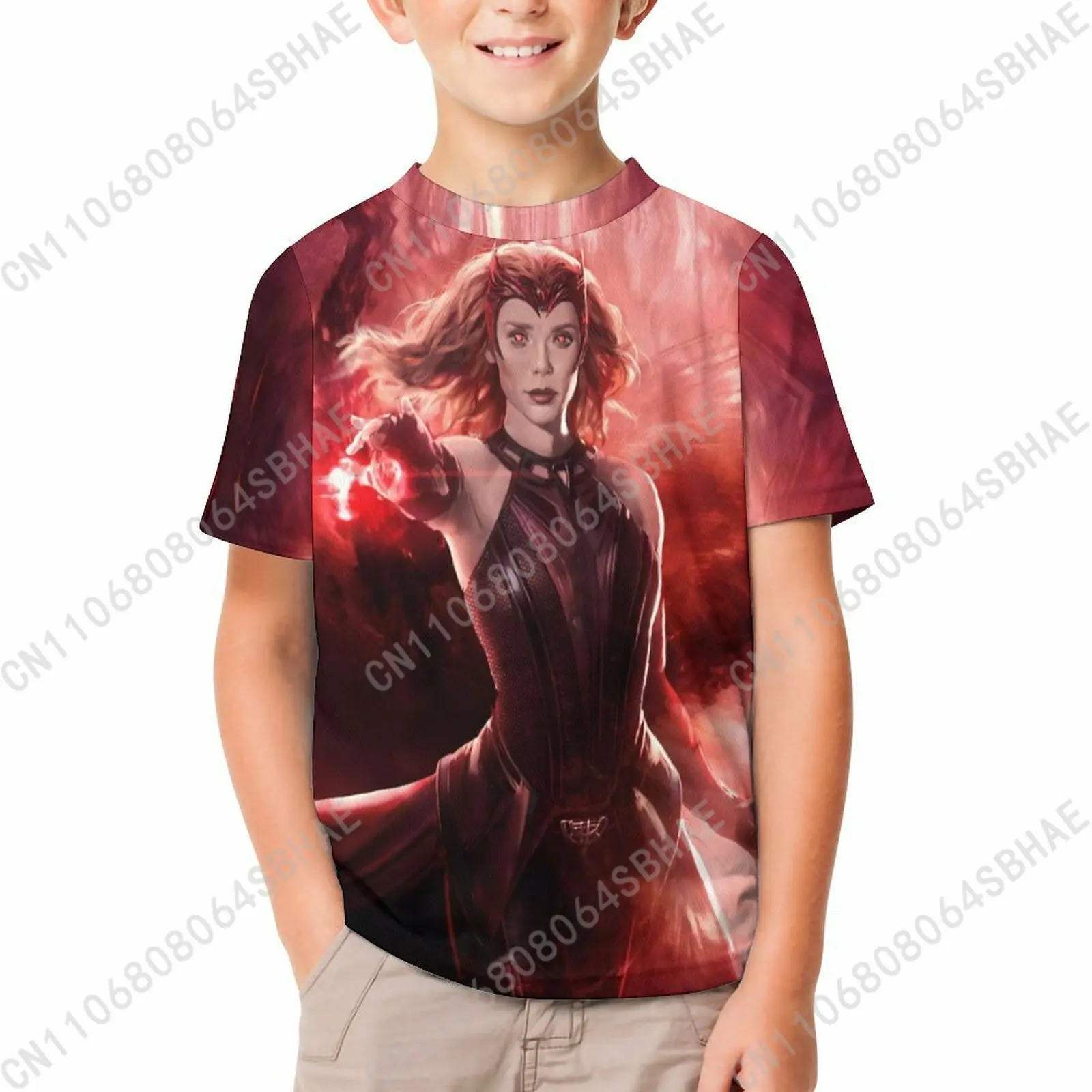 

Marvel Scarlet Witch T Shirt Boy Girl Short Sleeve Print Cotton TShirt Comfortable Crew Neck Children Child Tee Cosplay