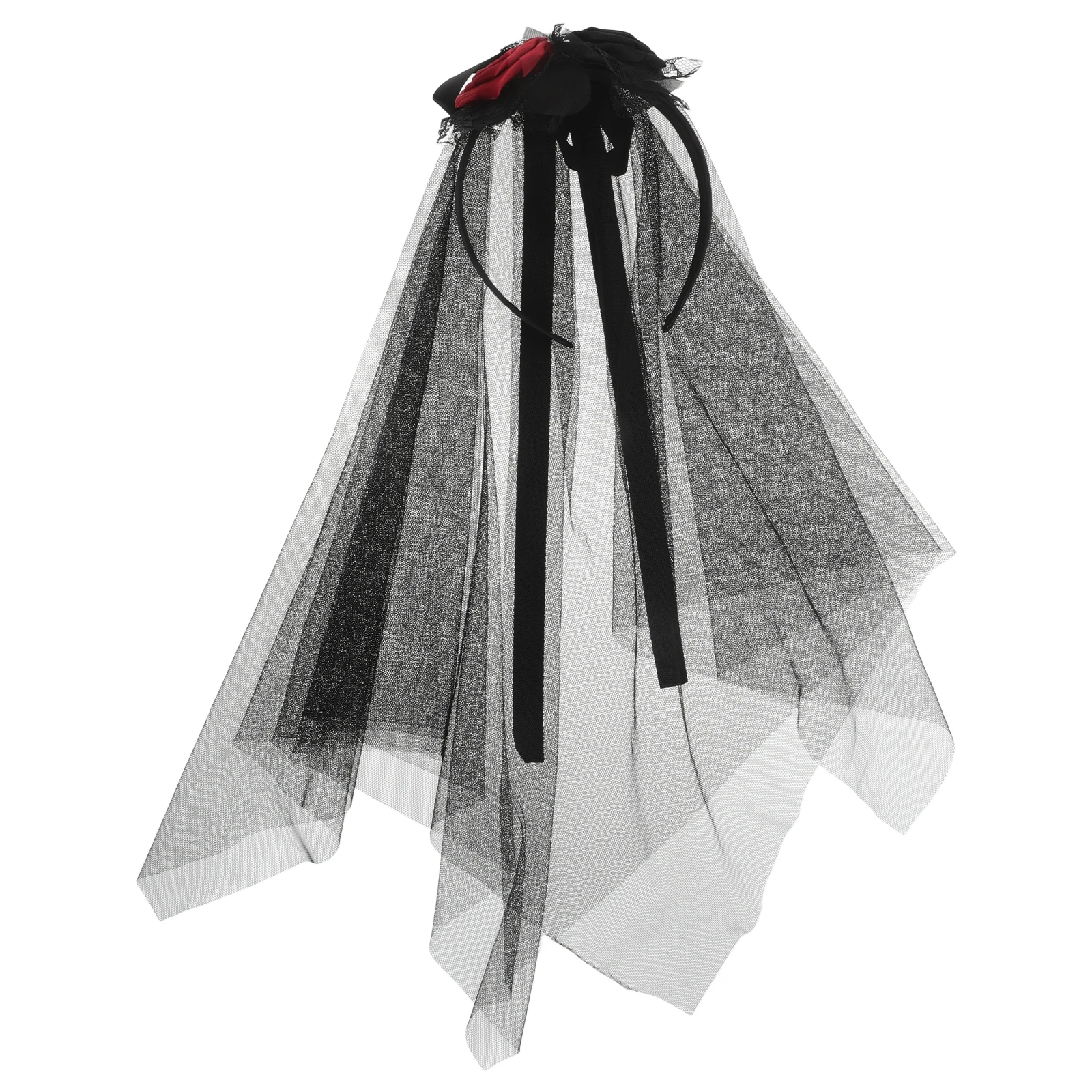 

Dark Bride Headband Black Veil Veils The Flowers Floral Headpiece Mesh Rose Corpse