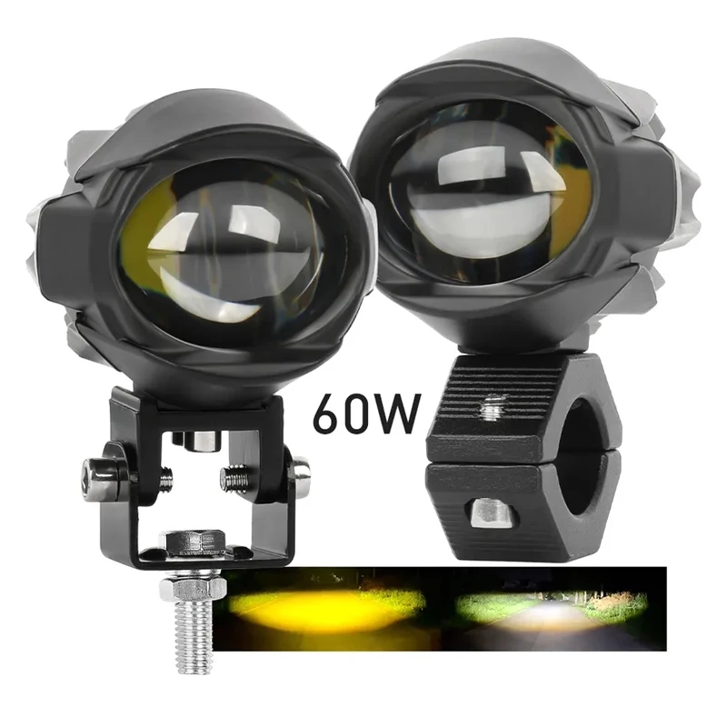 High Low Beam 3 Inch Motorbike Motorcycle External Spotlight, Foglamp Auxillary Led Spotlight Dual Color Fog Light MotorcyclePop