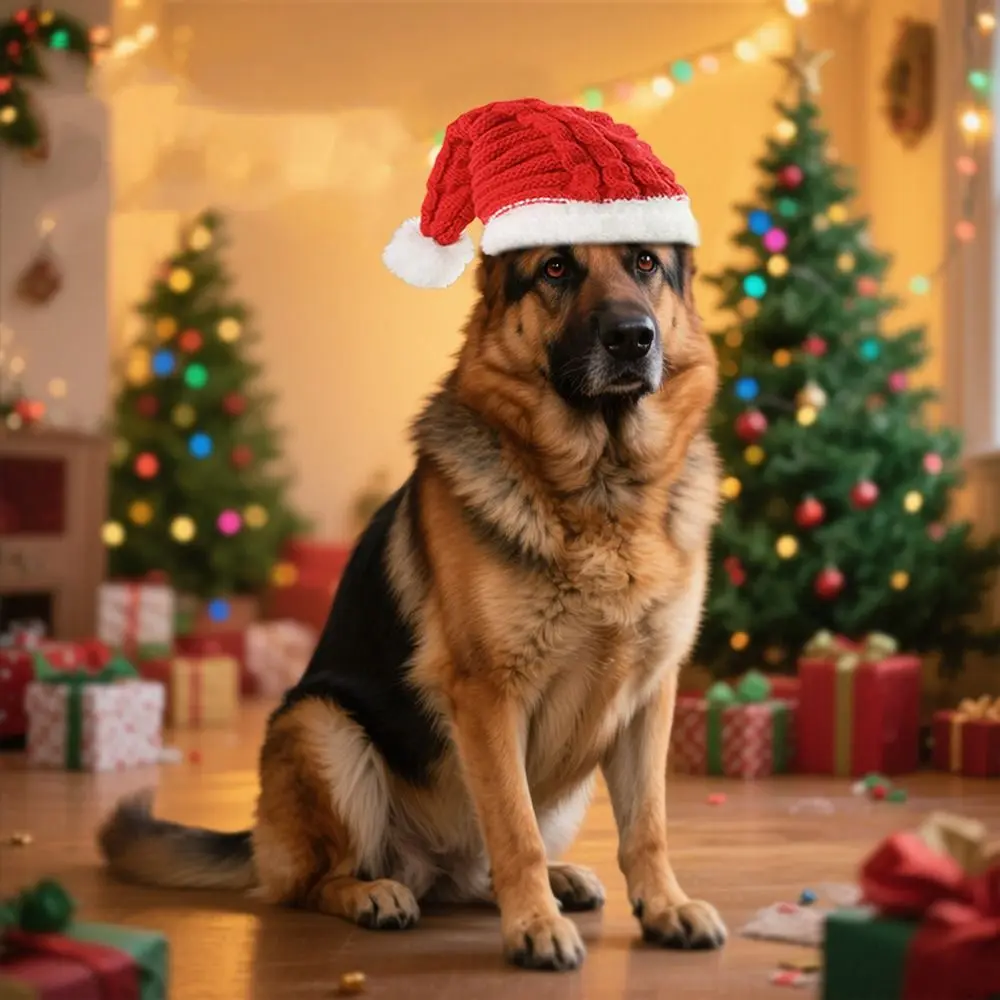 

Pet Show Red Pet Christmas Hat Warm Cute Pet Headwear Knitted Pet Costume Festive