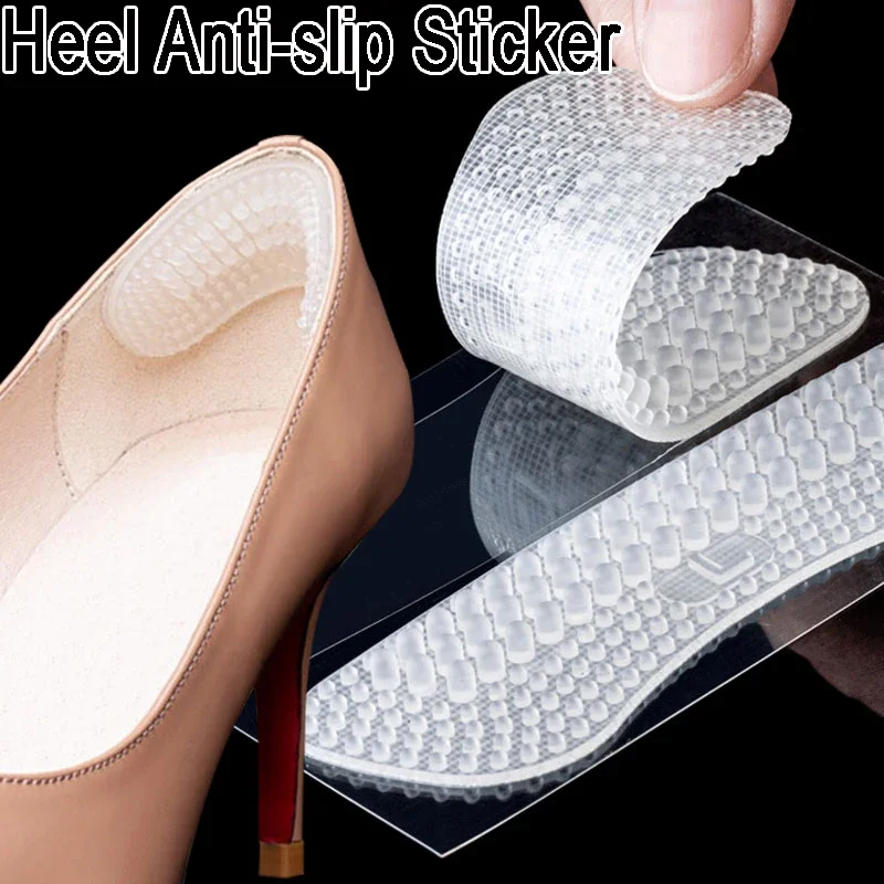 1 Pair Silicone Transparent Heel Stickers Thin Invisible Heel Clip Foot Care Sticker Antiskid Cushion High Heel Shoes Inserts