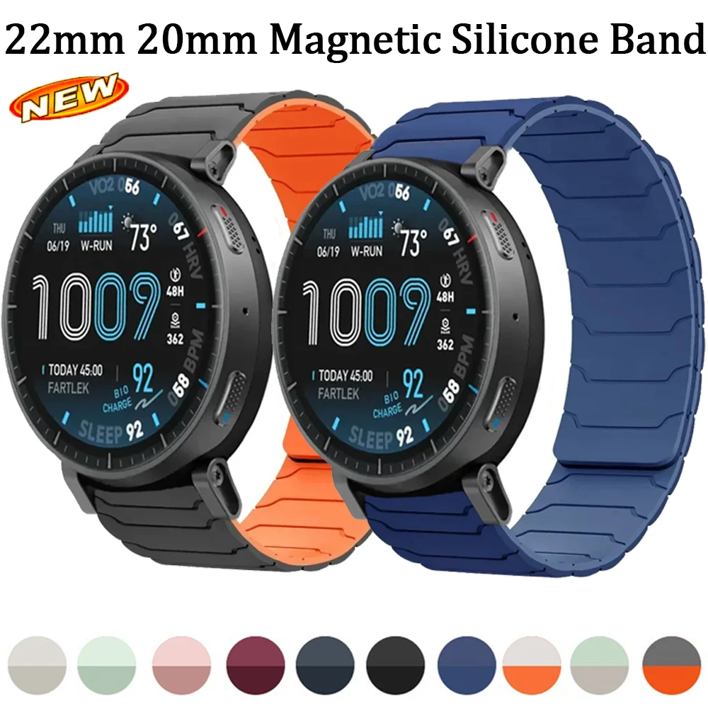 22mm 20mm Silicone Strap for Amazfit Active Max/GTR 4 3/Bip 6 5/Balance 2 Bracelet for Amazfit T-Rex3 Pro 48 44mm/Active 2 Band