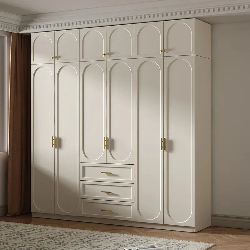 

European White Wardrobes Customized Elements Hotel Wooden Wardrobe Closet Bedroom Organizer Clothes Armario Resina Furniture