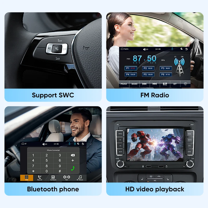 Radio de coche AINAVI de 7 pulgadas para VW Volkswagen Skoda Octavia Golf 5 6 Touran Passat B6 B7 Polo Jetta Bora Android Multimedia Carplay 5