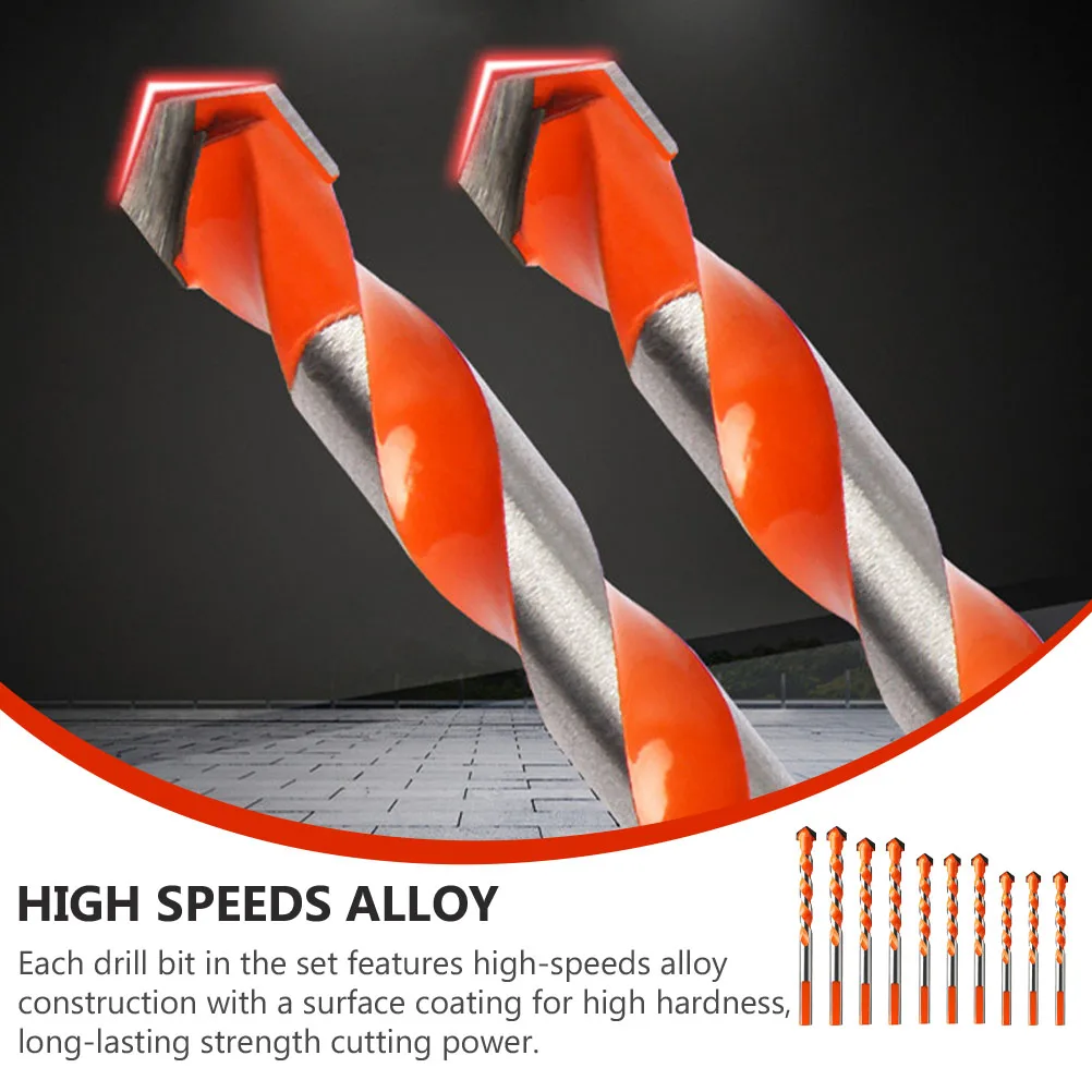 

10 Pcs Drill Set Solid Carbide Bit Bits Porcelain Tile Nail for Masonry Triangular Drilling