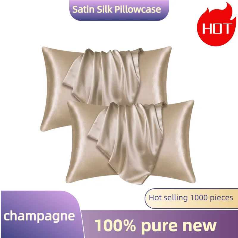 1/2pcs Satin Silk Pillowcase for Hair and Skin, Coral Pillow Cases Standard Size Set of Super Soft Pillow Case Home Easy-Care
