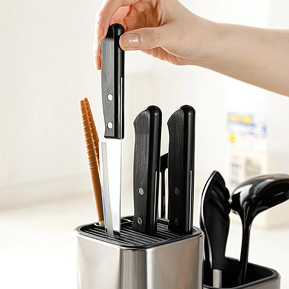 

Stainless Steel Knives Blocks Knife Rack Holder Smooth Surface Washable Proper Size Cutting Tray Shelf